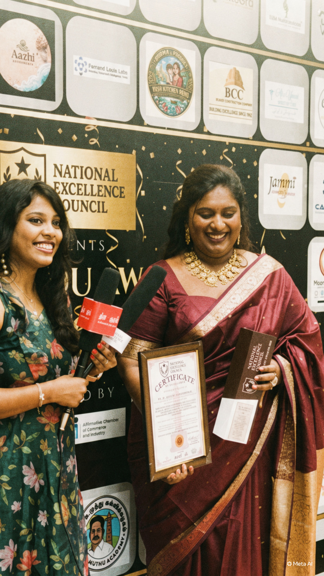 Dr. Ashvini Sundararaju giving a press interview at the awards