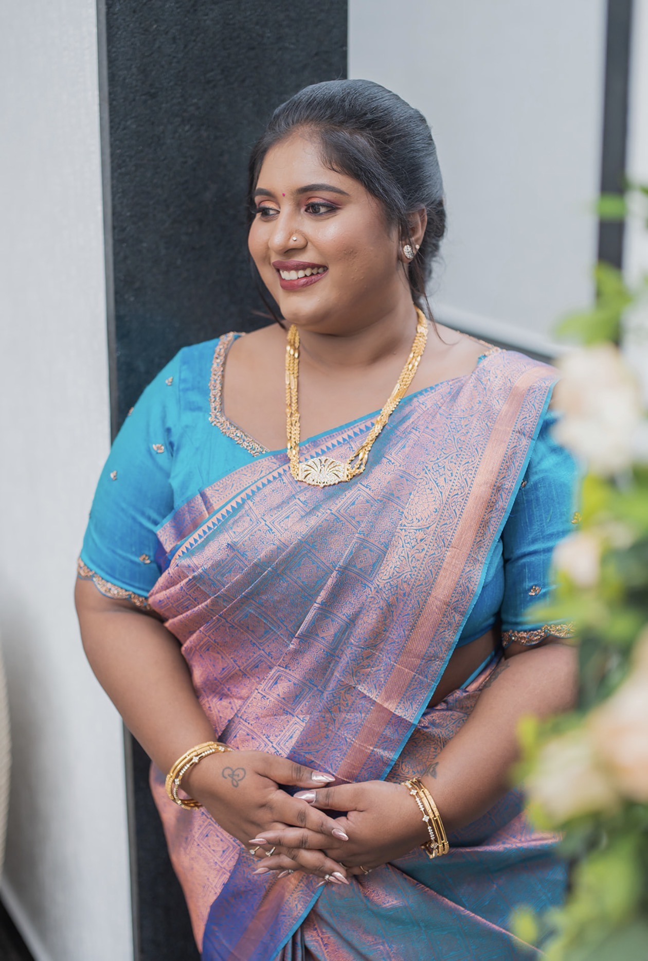 Teal Kanjeevaram · Standing